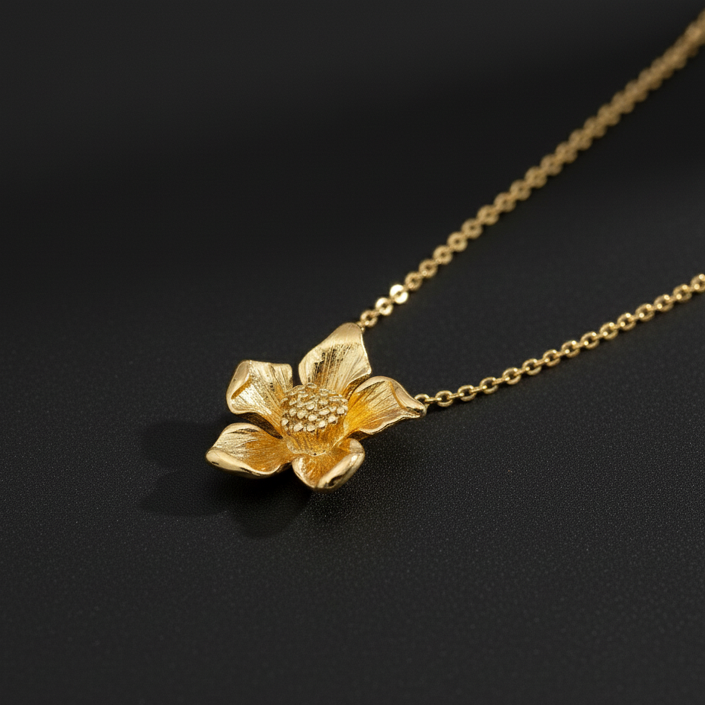 Yellow Gold Bloom Flower Necklace
