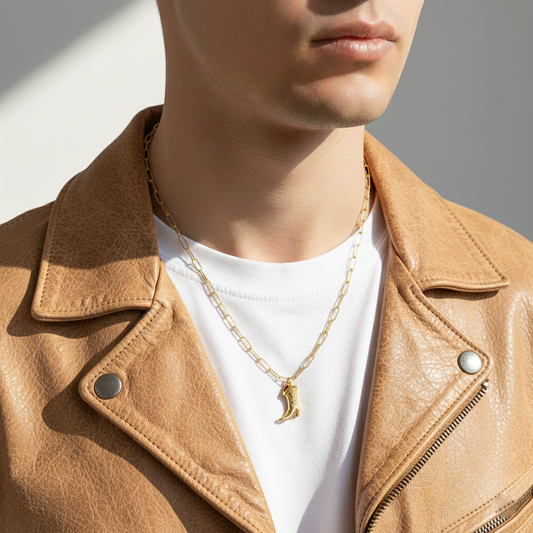 Yellow Gold Boot Charm Necklace
