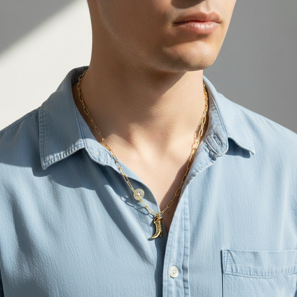 Yellow Gold Boot Charm Necklace