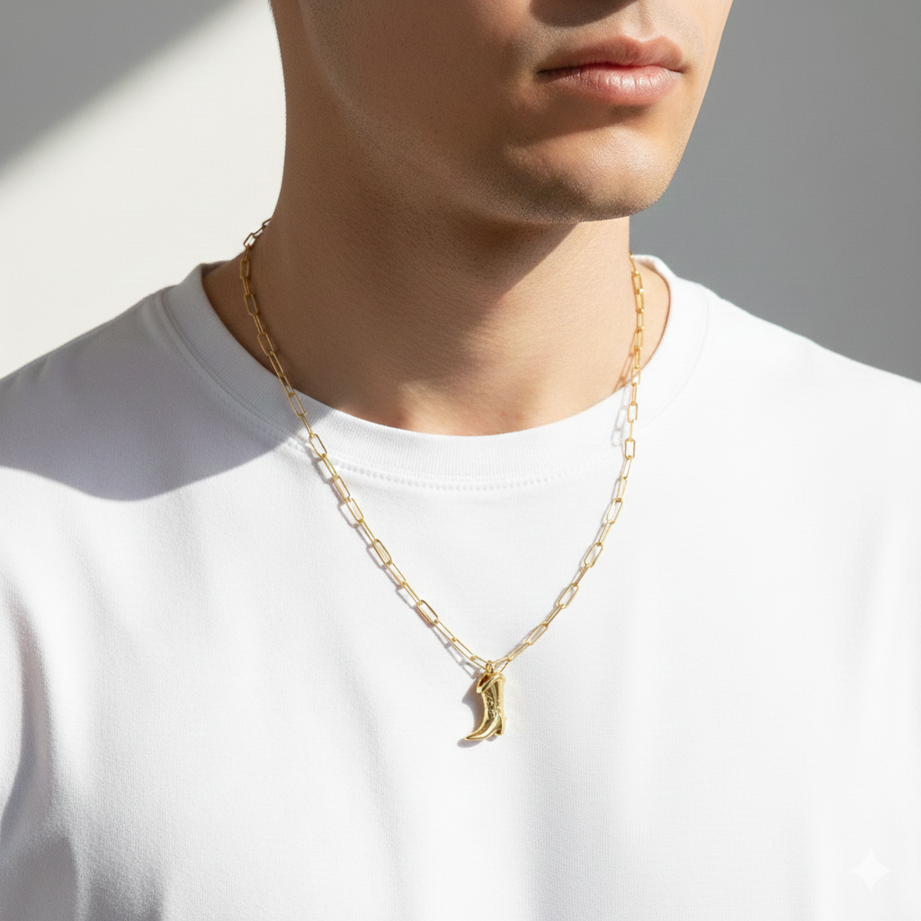 Yellow Gold Boot Charm Necklace