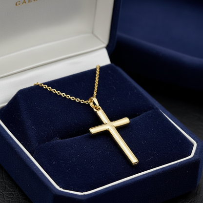 Yellow Gold Cross Charm Necklace