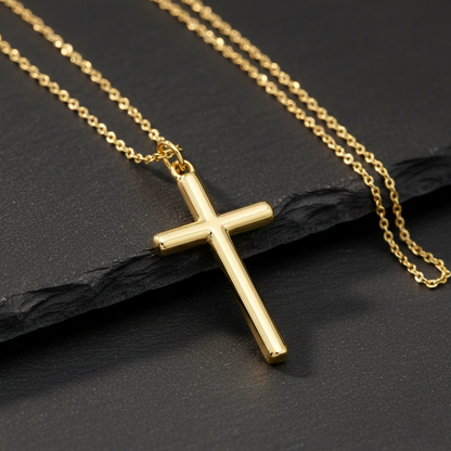 Yellow Gold Cross Charm Necklace