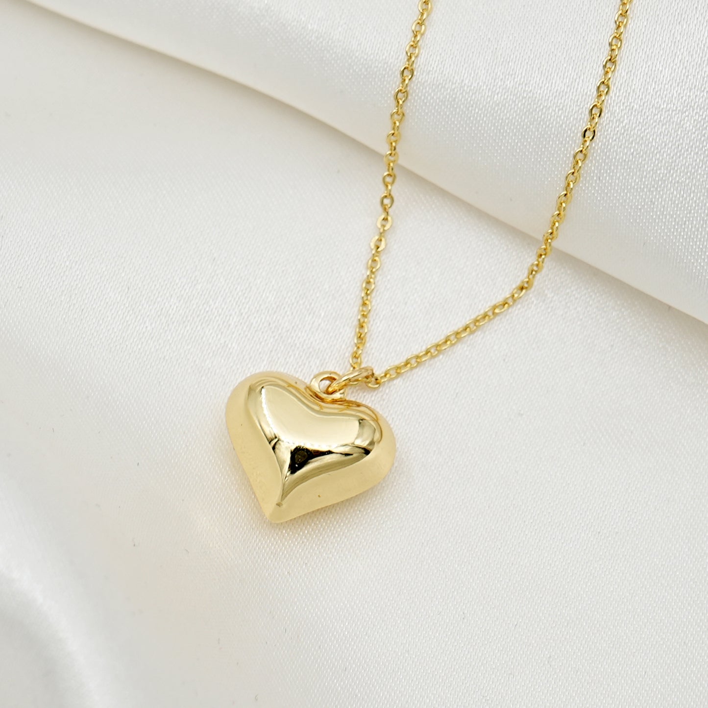Polished Gold Puffy Heart Charm