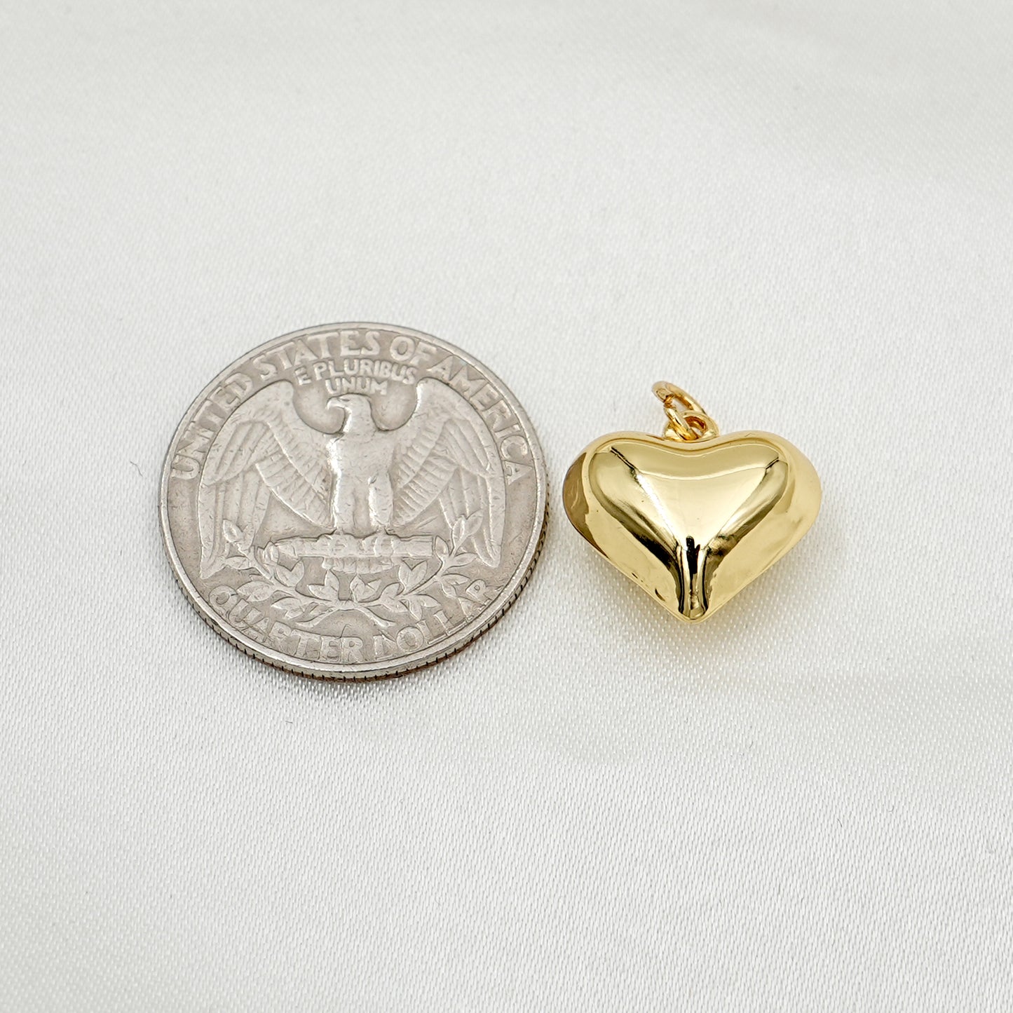 Polished Gold Puffy Heart Charm