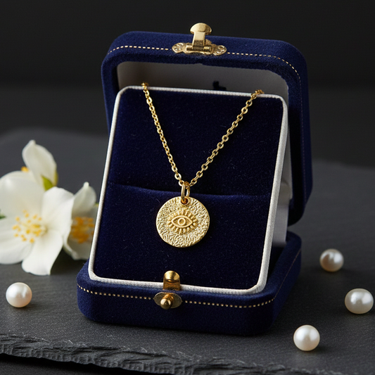Evil Eye Gold Medallion Necklace