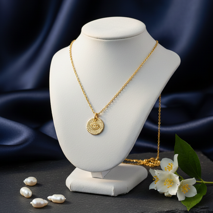 Evil Eye Gold Medallion Necklace