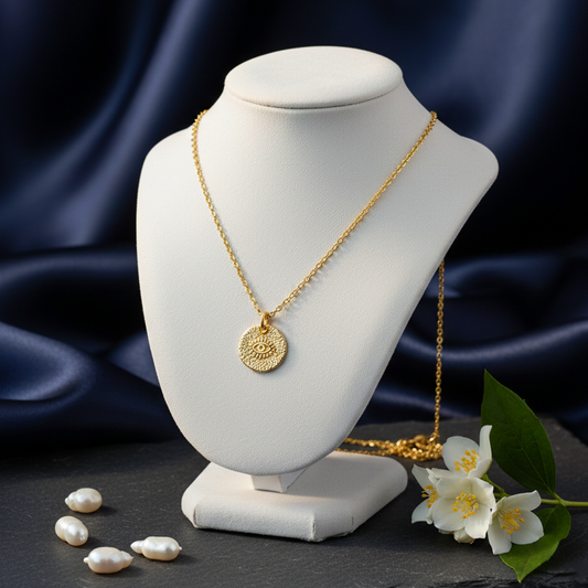Evil Eye Gold Medallion Necklace