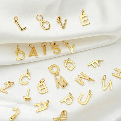 Gold Simple Alphabet Initial Charm
