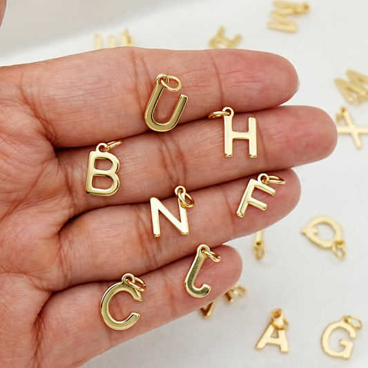 Gold Simple Alphabet Initial Charm