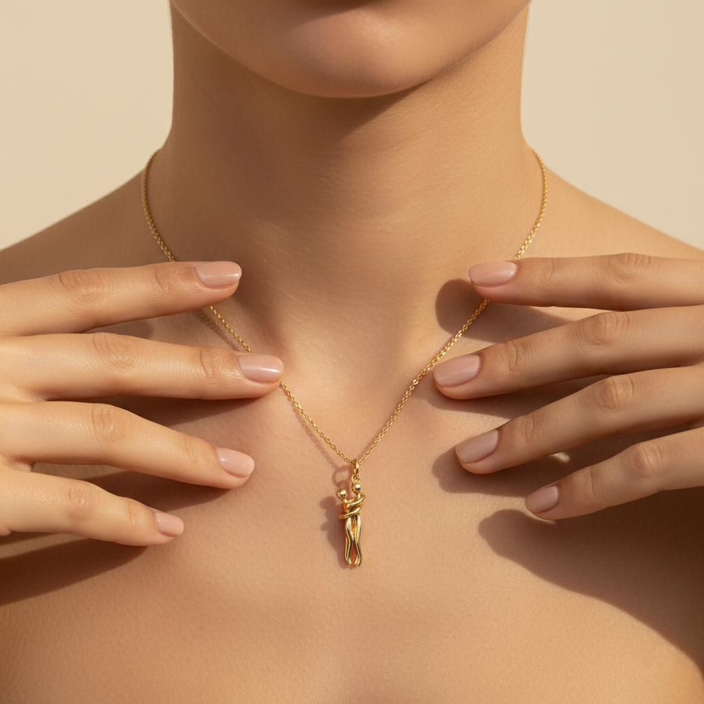 Eternal Embrace Gold Pendant Necklace