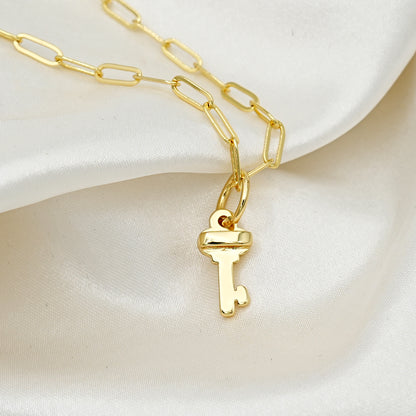 Gold Lock & Key Charm Set
