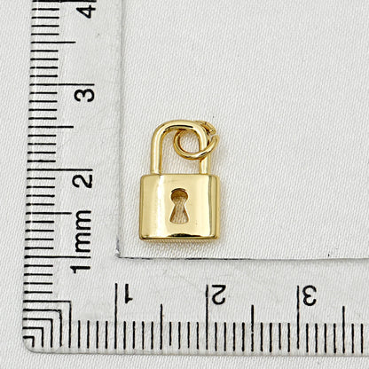 Gold Lock & Key Charm Set