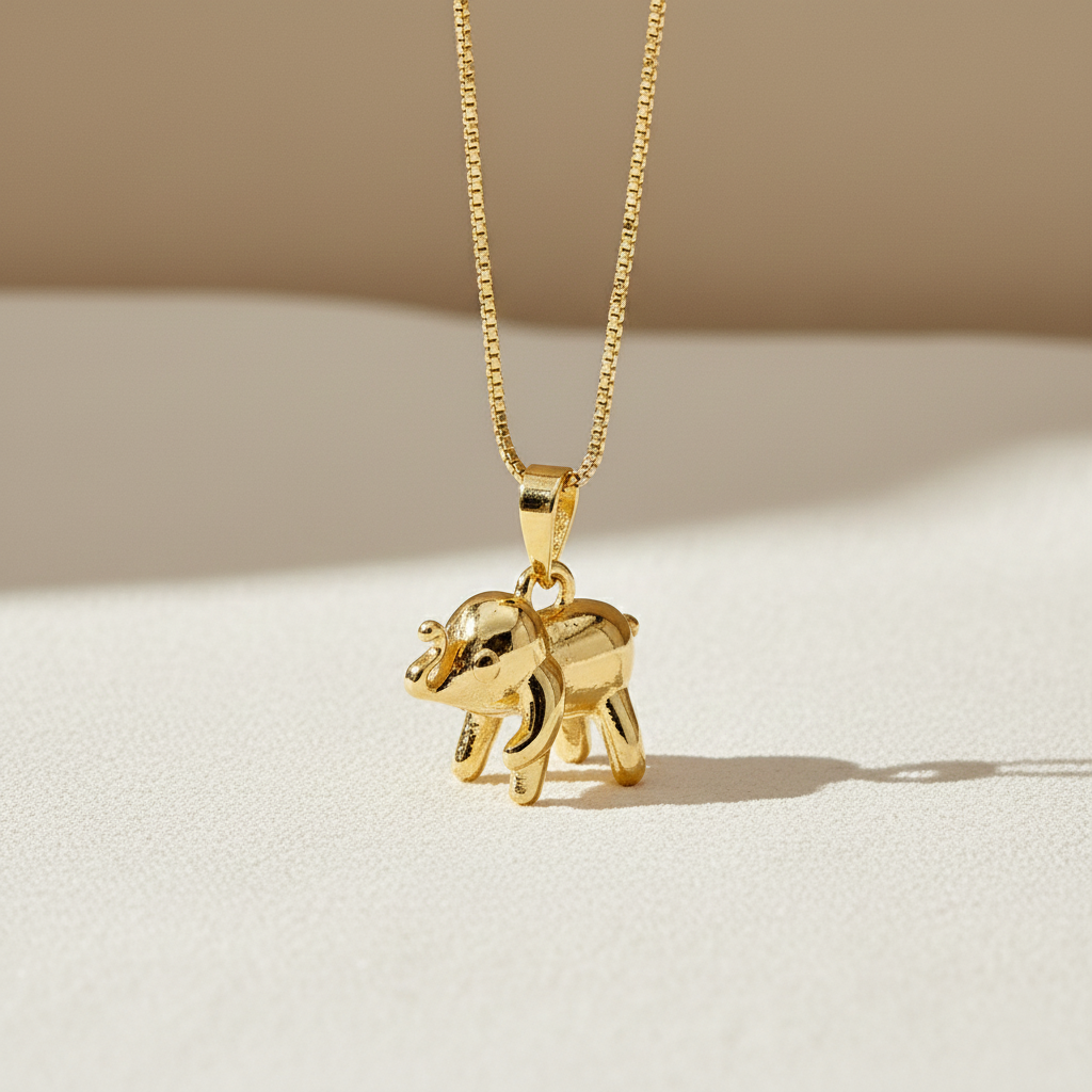 Gold Elephant Charm Pendant