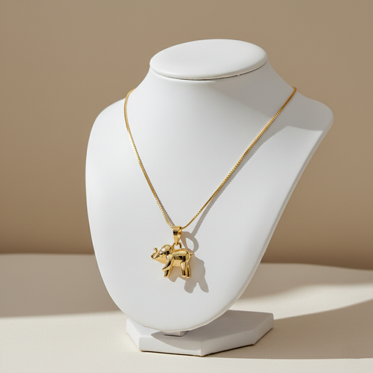 Gold Elephant Pendant Necklace