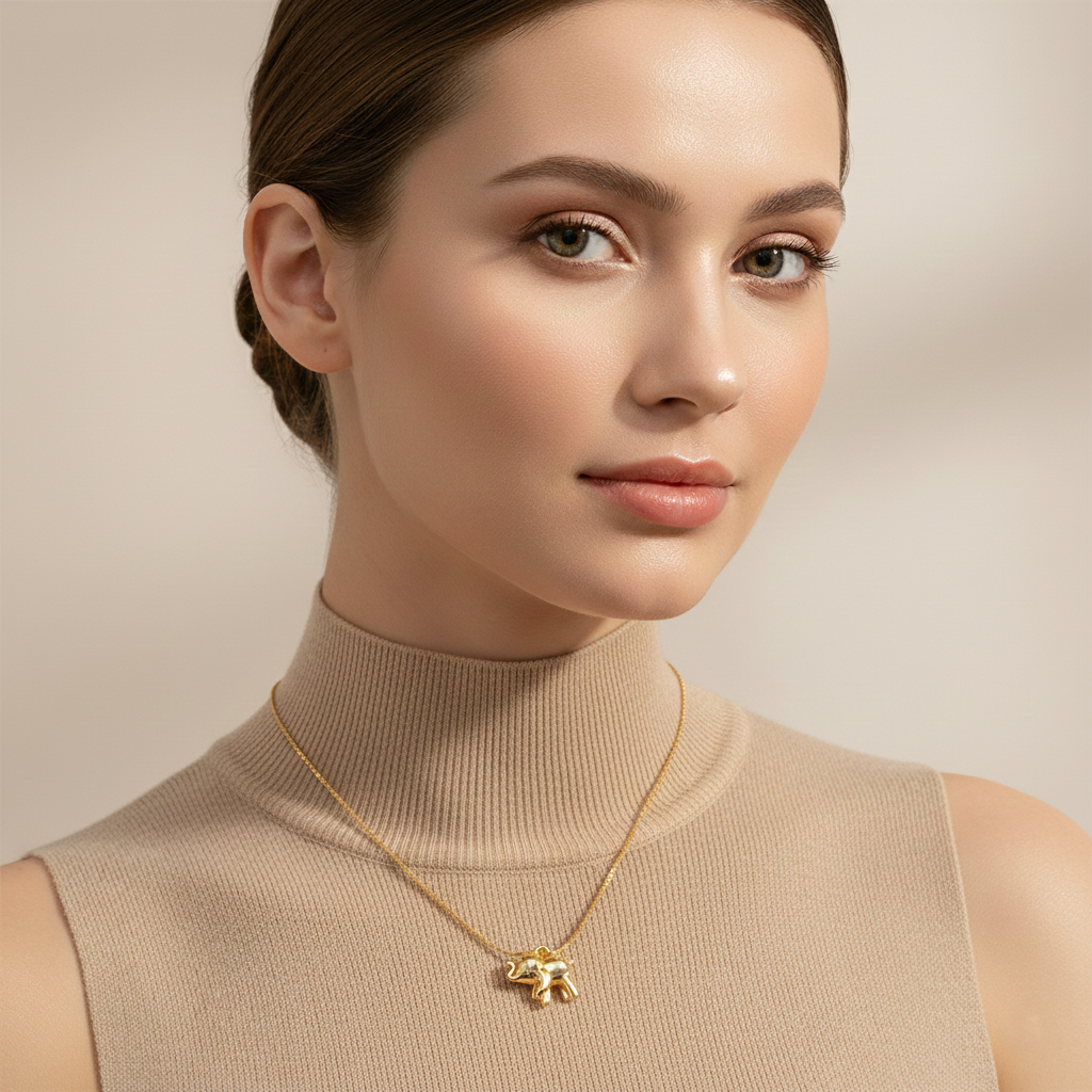 Gold Elephant Pendant Necklace