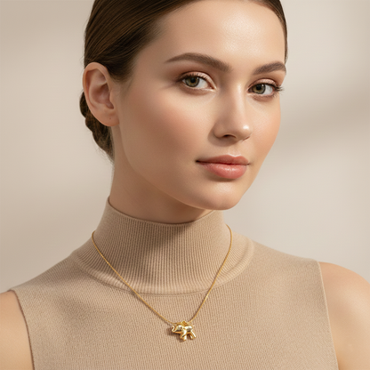 Gold Elephant Pendant Necklace