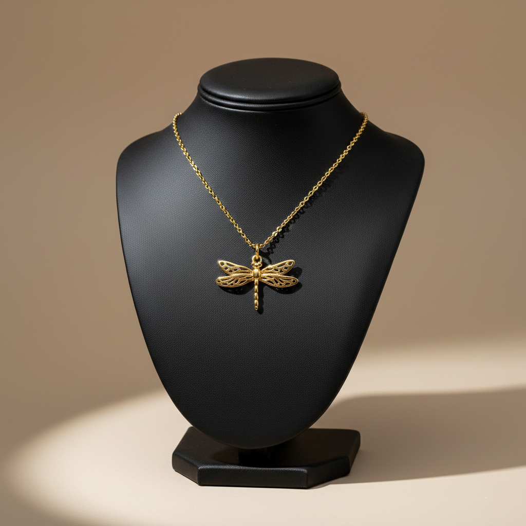 Gold Dragonfly Pendant Necklace