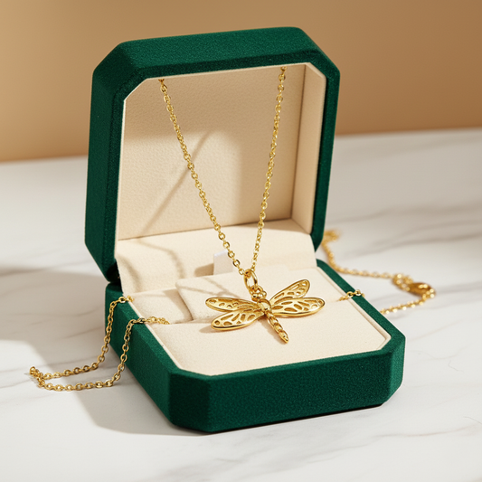 Gold Dragonfly Pendant Necklace