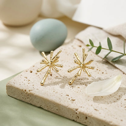 Celestial Burst Gold Stud Earrings