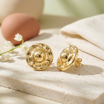Vintage Gold Dome Stud Earrings
