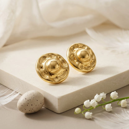 Vintage Gold Dome Stud Earrings