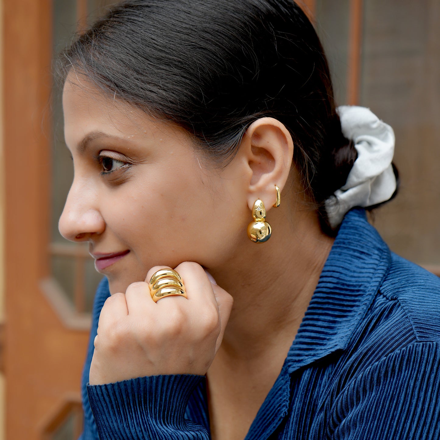 Celestial Gold Sphere Drop Earrings