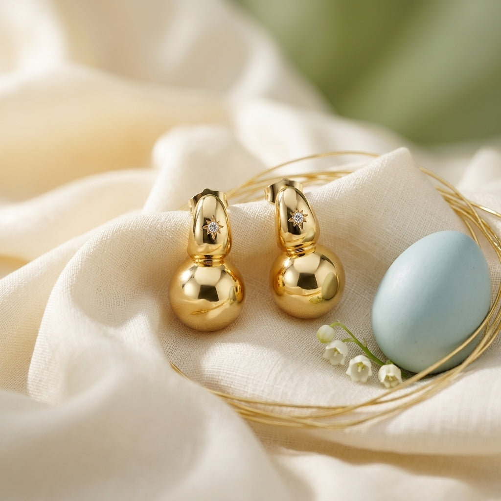 Celestial Gold Sphere Drop Earrings