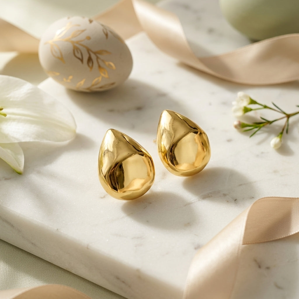 Gold Dome Stud Earrings
