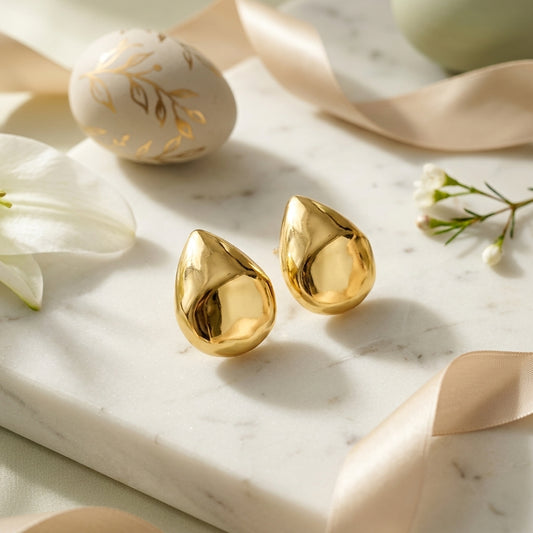 Gold Dome Stud Earrings