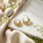 Gold Textured Ribbed Hoop Earrings