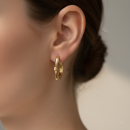 Geometric Gold Huggie Hoop Earrings