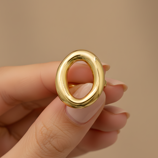 Gold Open Oval Statement Ring
