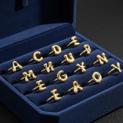 Gold Personalized Initial Letter Ring