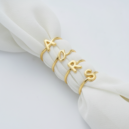 Gold Personalized Initial Letter Ring