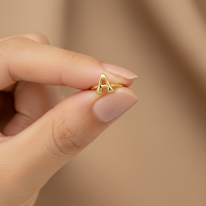 Gold Personalized Initial Letter Ring