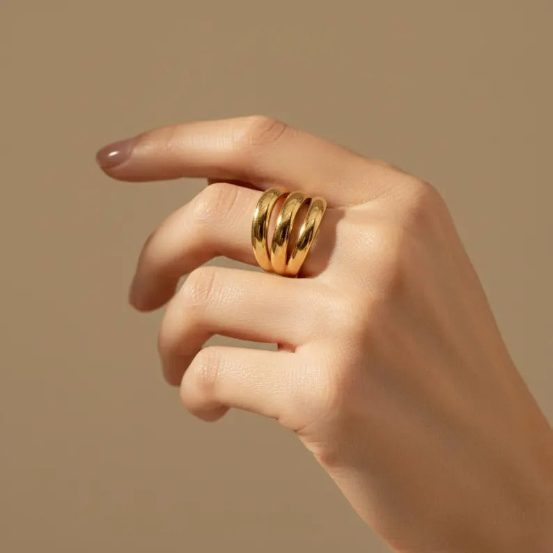 Gold Triple Band Open Ring
