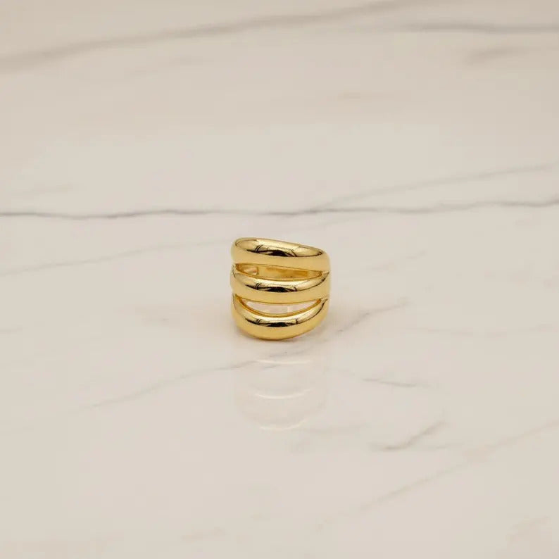 Gold Triple Band Open Ring