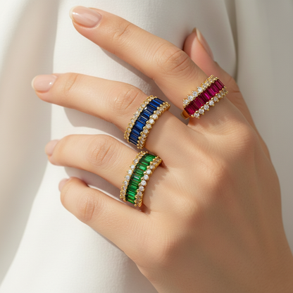 Emerald Baguette Half Eternity Ring