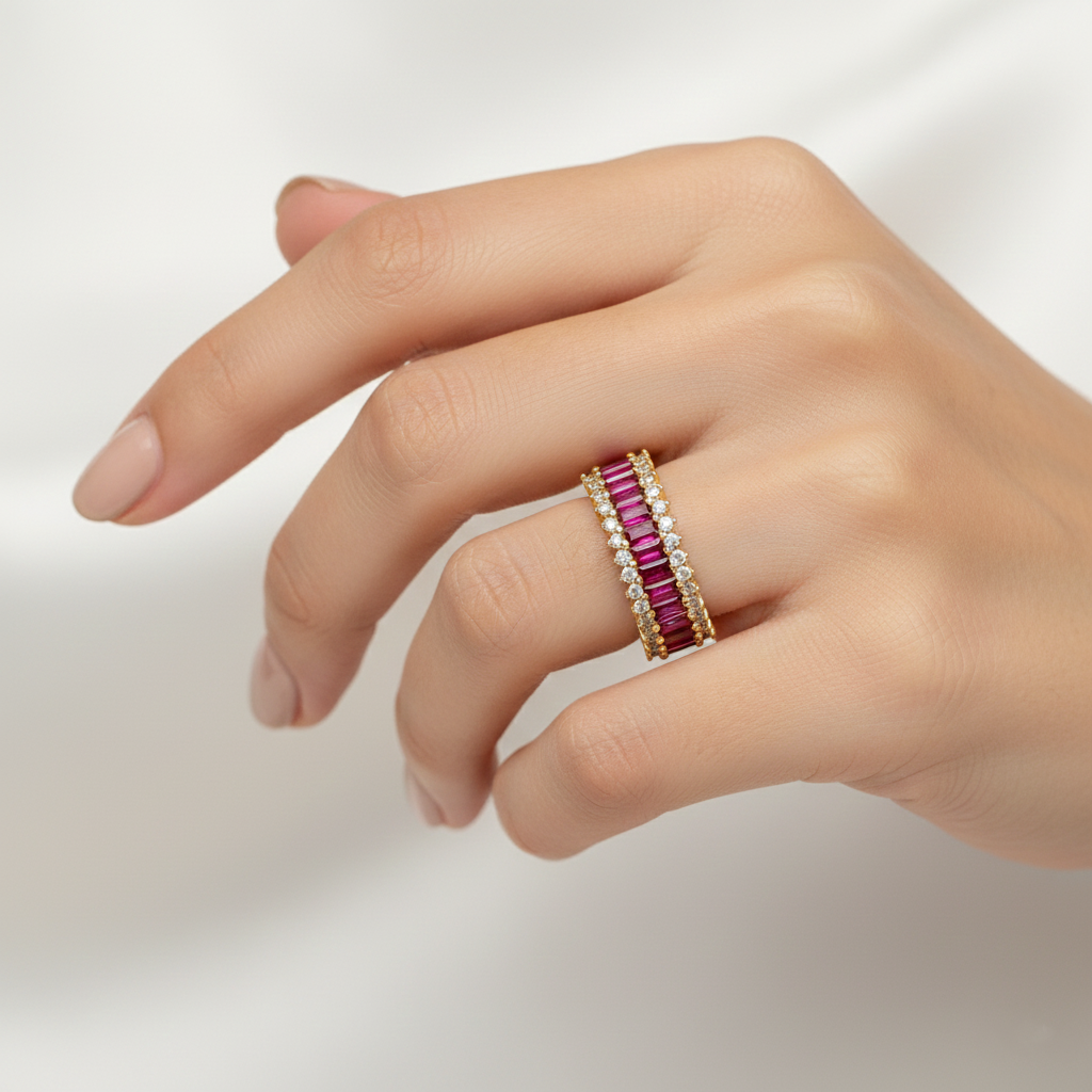 Emerald Baguette Half Eternity Ring