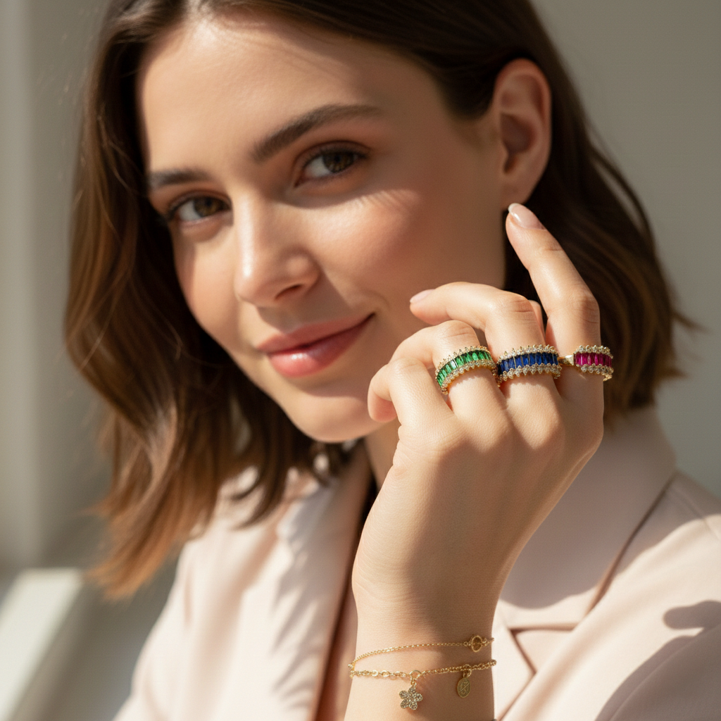 Emerald Baguette Half Eternity Ring
