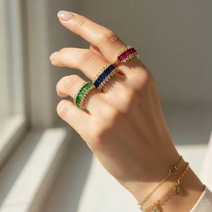 Emerald Baguette Half Eternity Ring