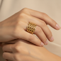 Gold Link Chain Statement Ring