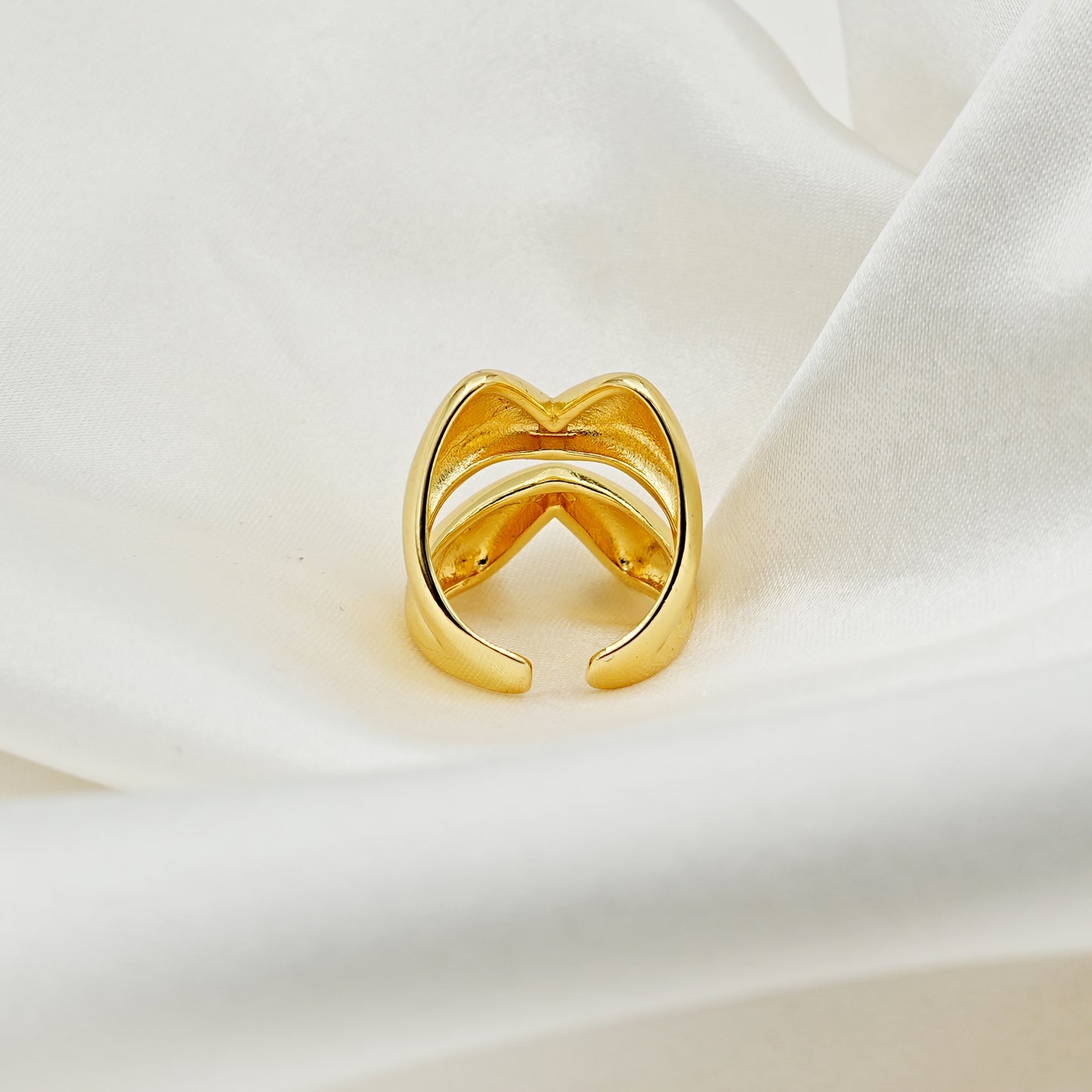 Gold Double Chevron Statement Ring