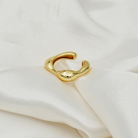 Gold Plated Wave Open Ring