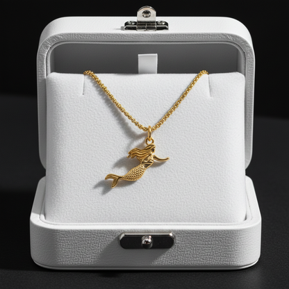 Yellow Gold Mermaid Charm Necklace