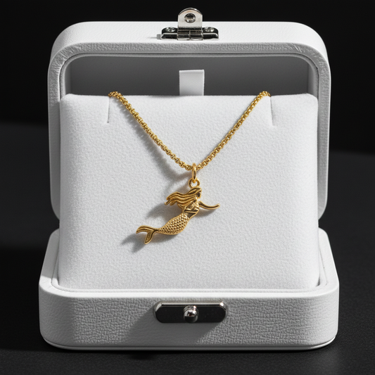 Yellow Gold Mermaid Charm Necklace