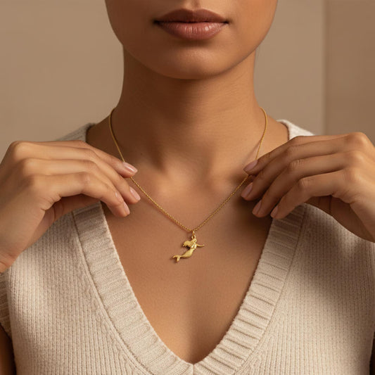 Yellow Gold Mermaid Charm Necklace