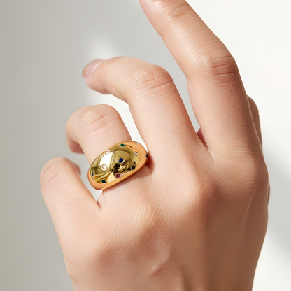 Multicolored Diamond Confetti Dome Ring