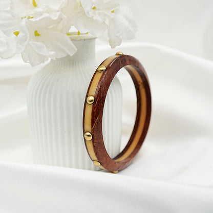 Rustic Wooden & Gold Accent Bangle