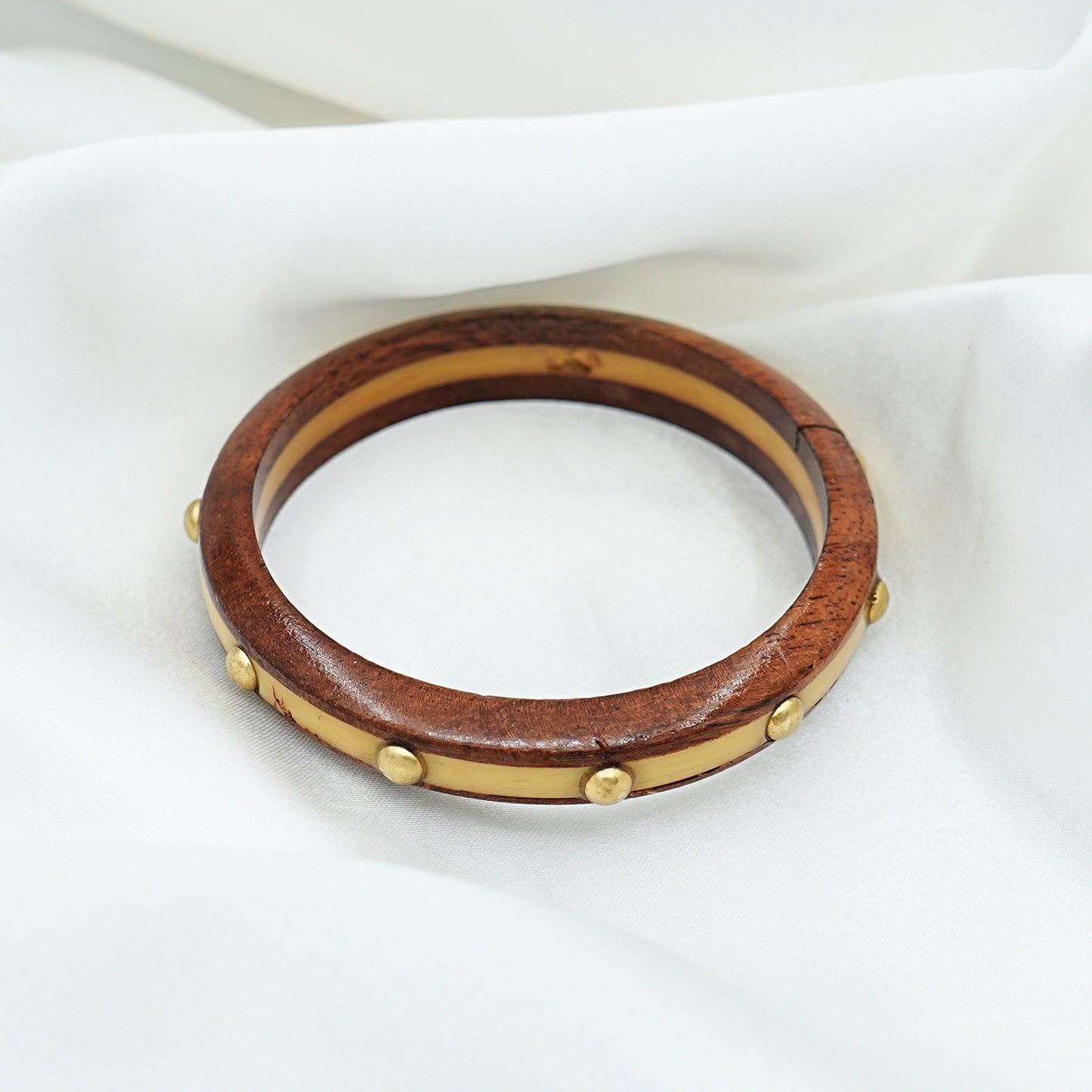 Rustic Wooden & Gold Accent Bangle